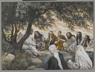 La exhortación a los apóstoles, ilustración de La vida de nuestro Señor Jesucristo