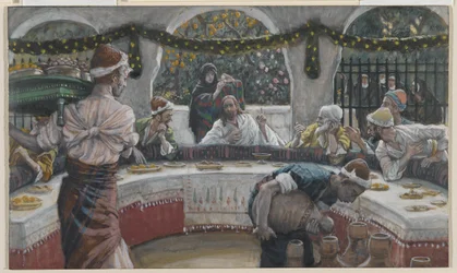 La comida en la casa del fariseo, ilustración de La vida de nuestro Señor Jesucristo