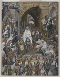 La procesión en las calles de Jerusalén, ilustración de La vida de nuestro Señor Jesucristo, 1886-94