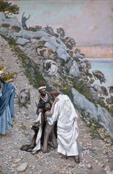 Los Cerdos Arrojados al Mar, ilustración de La Vida de Cristo, c.1886-94