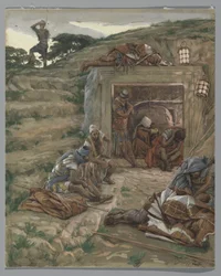 La guardia sobre la tumba, ilustración de La vida de nuestro Señor Jesucristo, 1886-94