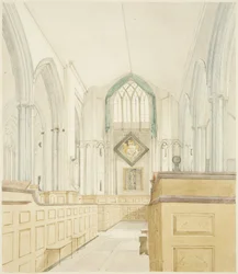 Interior de la Iglesia de St Werburgh, mirando al oeste