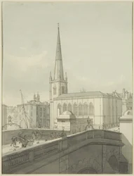 Iglesia de St Nicholas y parte del puente de Bristol