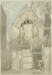 El descubrimiento de una ventana este de la Iglesia de All Saints, detrás de High Street (después del incendio)