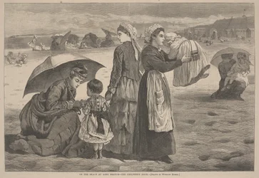 En la playa de Long Branch - La hora de los niños, 1874
