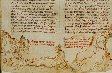 Manuscrito inglés del siglo XIII que muestra a las tropas mongolas cometiendo atrocidades...