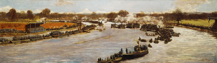 La carrera de botes de Oxford y Cambridge, 1879, 1880