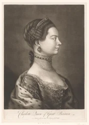 Portret van Charlotte van Mecklenburg Carlota Reina de Gran Bretaña (título sobre objeto)