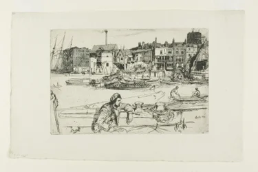 Black Lion Wharf, de Una serie de dieciséis grabados de escenas en el Támesis (el "Conjunto del Támesis")