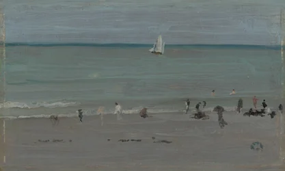 Escena costera, bañistas