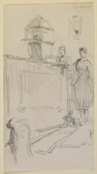 Figuras junto a una Fuente