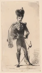 Húsar (recto) Hombre con sombrero de copa y cabeza vendada (verso)