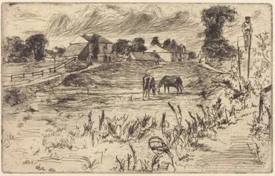 Paisaje con caballos