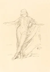 Pequeña figura vestida, inclinada