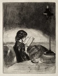 Lectura a la luz de las lámparas
