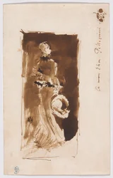 Boceto según «Arreglo en marrón y negro: Retrato de la señorita Rosa Corder»
