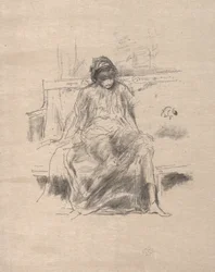 Figura drapeada sentada