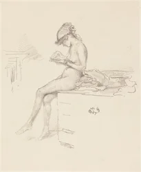 La pequeña modelo desnuda leyendo