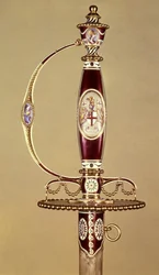 Empuñadura de una espada presentada al Coronel James Hartley (1745-99) por la Compañía de las Indias Orientales, montada por James Morisset (c.1766-c.1800) c.1780