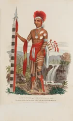 KEE-O-KUCK o El Zorro vigilante; el actual jefe de la tribu Sauli y sucesor de Black Hawk, de The Aboriginal Portfolio