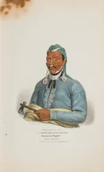 TENS-QUA-TA-WA o El que abre la puerta; Profeta Shawnese (Hermano de Tecumthe), de La cartera aborigen.