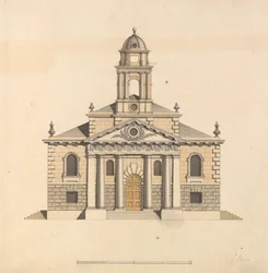 Diseño para una iglesia: Alzado de la fachada oeste