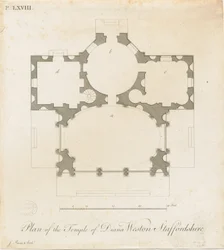 Weston-under-Lizard - El Templo de Diana: grabado, nd [c 1765-1770]