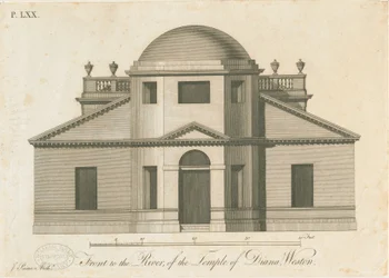 Weston-under-Lizard - El Templo de Diana: grabado, nd [c 1765-1770]