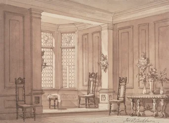 Salón de una mansión gótica