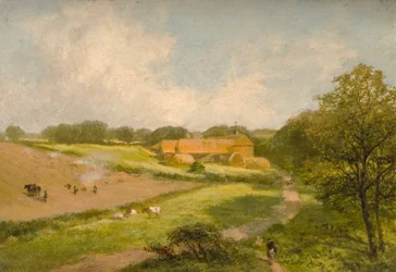 Paisaje con edificios de granja
