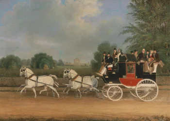 El London-Faringdon Coach pasa por Buckland House, Berkshire