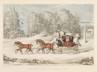 El coche de correos en una tormenta de nieve, 1825