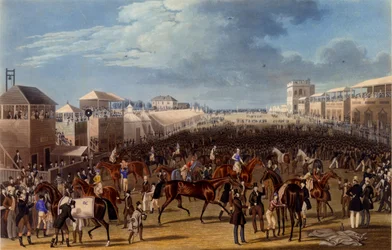 La carrera terminada, impresión hecha por Charles Hunt, 1836 (acuafuerte)