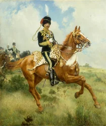 Retrato del Coronel A.G. Lucas, de la Yeomanry de Suffolk, a caballo
