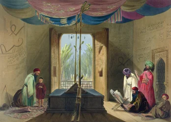 Mezquita y tumba del emperador sultán Mahmud de Gazni, lámina 10 de «Paisajes, habitantes y trajes de Afganistán», grabada por Robert Carrick (h. 1829-1904), 1848