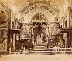 Interior de la Concatedral de San Juan en La Valeta, Malta, 1850