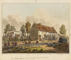 La Belle Alliance, centro de la posición francesa, de "An Historical Account of the Battle of Waterloo".