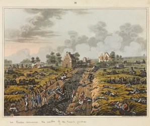 La Belle Alliance, centro de la posición francesa, de "An Historical Account of the Battle of Waterloo".