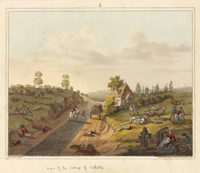 Vista de la cabaña de Valette, de "Relato histórico de la batalla de Waterloo".
