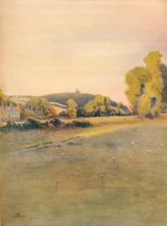 La capilla de St. Martha, desde Shalford Common, 1911