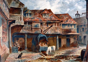 Patio del Tabard Inn, Borough High Street, Southwark, Londres