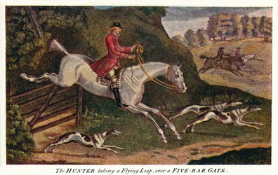 El cazador dando un salto sobre una puerta de cinco barras, c1740, 1922