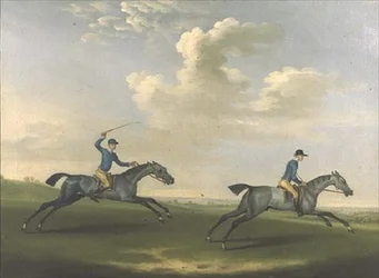 Dos Caballos de Carrera siendo Ejercitados