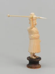 Peón negro, pieza de ajedrez, India, hacia 1820