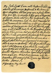 Carta de James Edward Stuart a Simon Fraser, Lord Lovat, St Germains, 3 de mayo de 1703