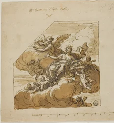 Diseño de Flora para el Techo del Armario (izquierda) y Diseño de la Estatua de Apolo para el Nicho Vacío (derecha), para la Casa Bateman, Londres