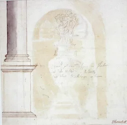 Boceto de un pilar y estatua