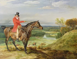 John Levett cazando en el parque de Wychnor, Staffordshire