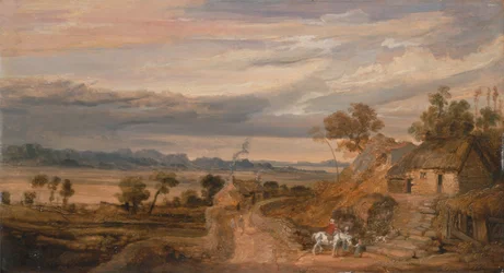 Paisaje con casas de campo