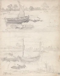 Estudios de barcos en una ribera